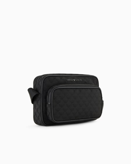 Armani Bolso bandolera de nailon con motivo integral de águila en tejido jacquard Ofertas