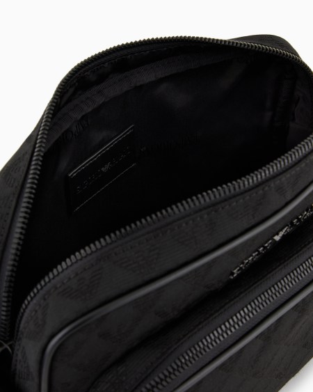 Armani Bolso bandolera de nailon con motivo integral de águila en tejido jacquard Ofertas