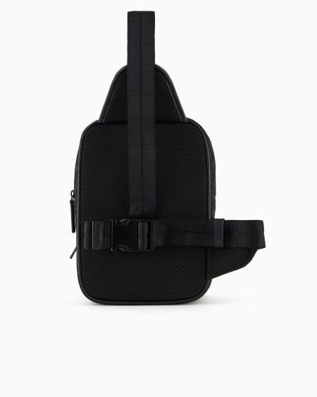 Armani Mochila de un solo tirante de nailon con motivo integral de águila en tejido jacquard Venta caliente