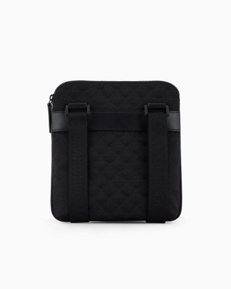Armani Bolso bandolera plano de nailon con motivo integral de águila en tejido jacquard En oferta