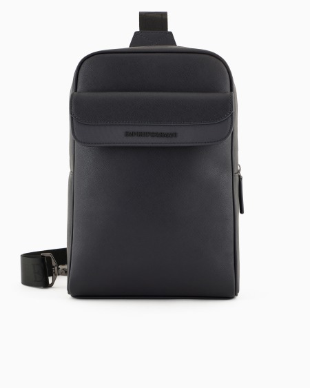 Armani Mochila de un solo tirante en piel saffiano regenerada y nailon reciclado ASV Gran oferta