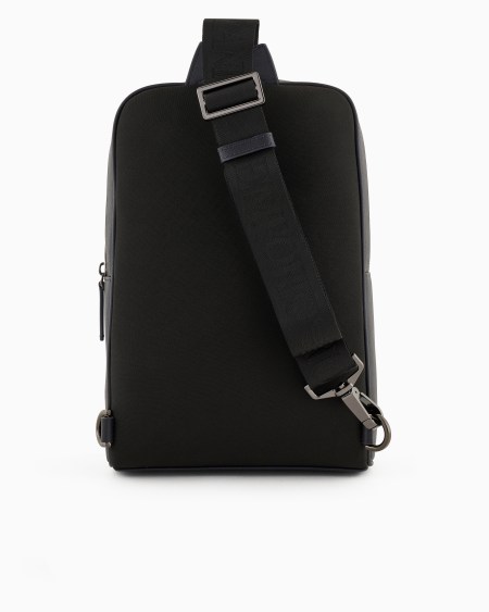 Armani Mochila de un solo tirante en piel saffiano regenerada y nailon reciclado ASV Gran oferta