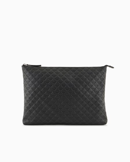 Armani Maxibolso de mano en piel con motivo integral de águila en relieve Rebajas de fábrica