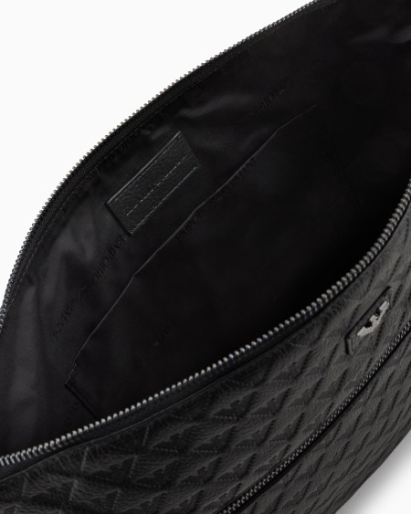 Armani Maxibolso de mano en piel con motivo integral de águila en relieve Rebajas de fábrica