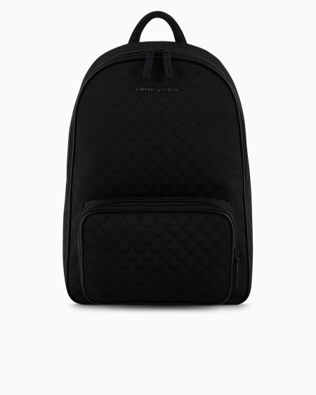 Armani Mochila de nailon con motivo integral de águila en tejido jacquard