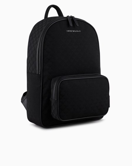 Armani Mochila de nailon con motivo integral de águila en tejido jacquard Tienda
