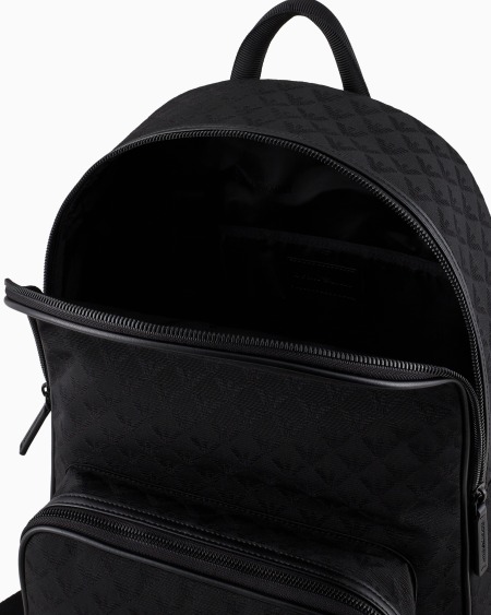 Armani Mochila de nailon con motivo integral de águila en tejido jacquard Tienda