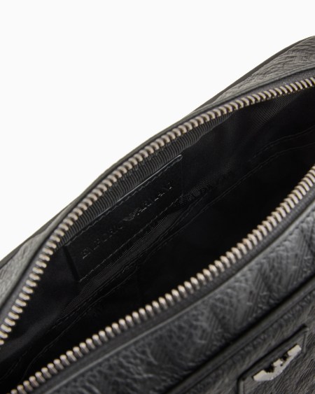 Armani Bolso bandolera de piel con águila repujada por toda la superficie Liquidación
