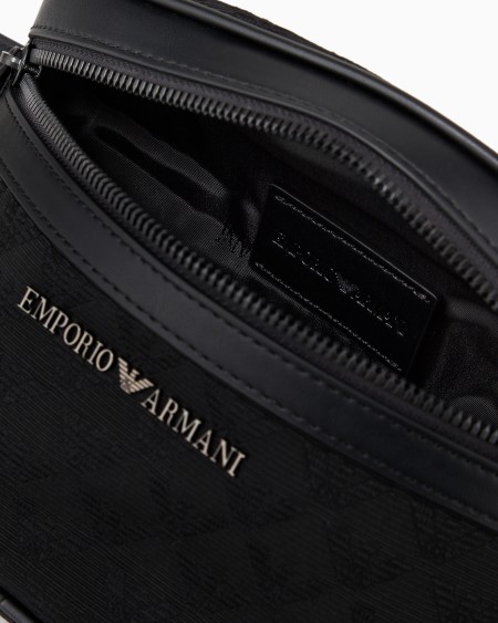 Armani Riñonera de nailon con motivo integral de águila en tejido jacquard Envío gratis