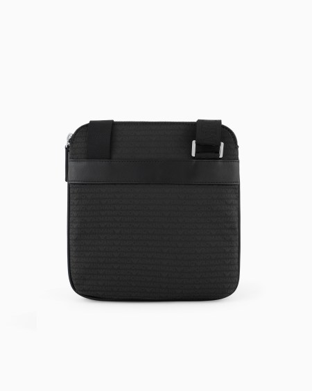Armani Bolso bandolera plano en tejido jacquard de nailon con inscripción integral de logotipo ÚLTIMAS EDICIONES