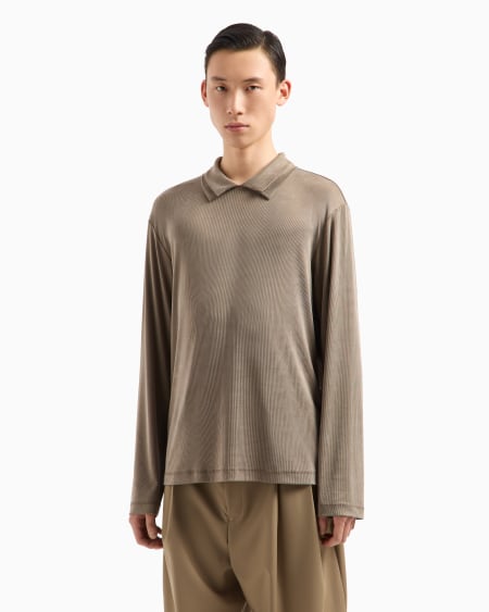 Armani Polo en lyocell elástico de canalé ASV Icon Promoción por tiempo limitado
