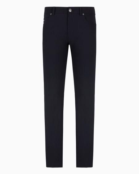 Armani Pantalones de cinco bolsillos en nailon elástico con efecto canneté