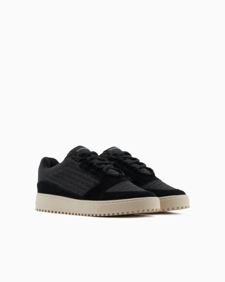 Armani Deportivas de tejido jacquard con inscripción del logotipo y detalles de ante Solo queda un día