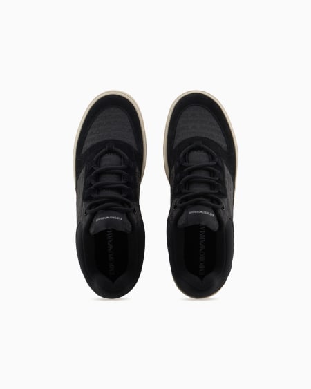 Armani Deportivas de tejido jacquard con inscripción del logotipo y detalles de ante Solo queda un día