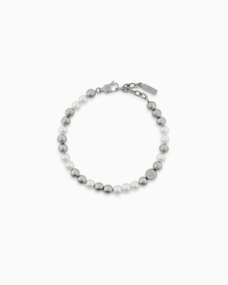 Armani Pulsera con cuentas de vidrio blanco Superdescuento