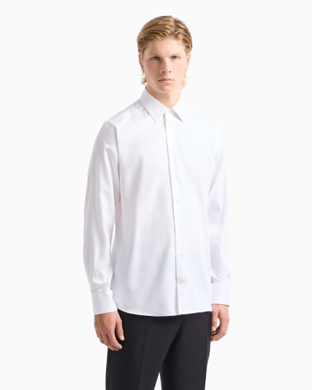 Armani Camisa de algodón microestructurado con acabado suave Grandes descuentos