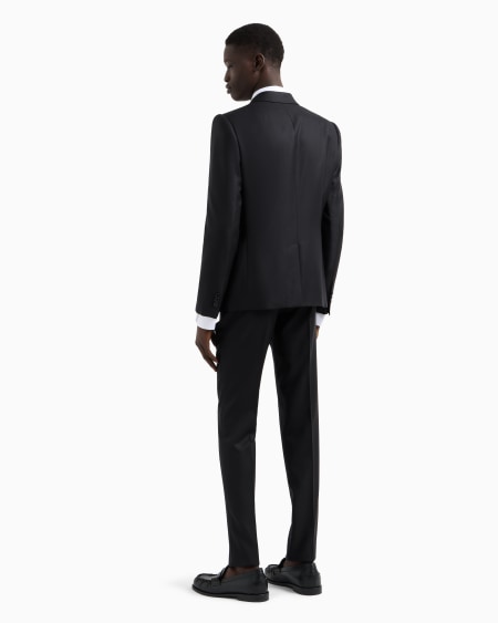 Armani Traje de abotonadura sencilla slim fit en lana virgen con microfantasía de tejido jacquard Envío internacional gratuito