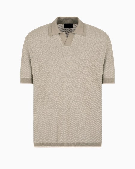 Armani Jersey con cuello tipo polo en mezcla de lana y lyocell con puntos fantasía ASV Tienda de fábrica