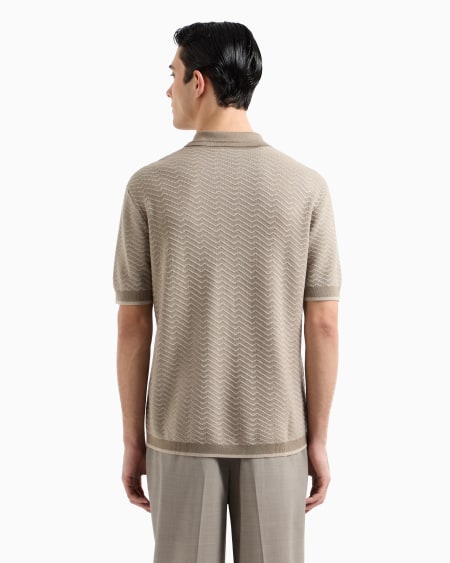Armani Jersey con cuello tipo polo en mezcla de lana y lyocell con puntos fantasía ASV Tienda de fábrica