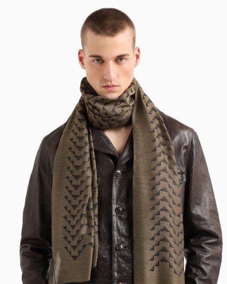 Armani Estola en mezcla de modal con motivo integral de águilas en tejido jacquard Limitado a 3 días