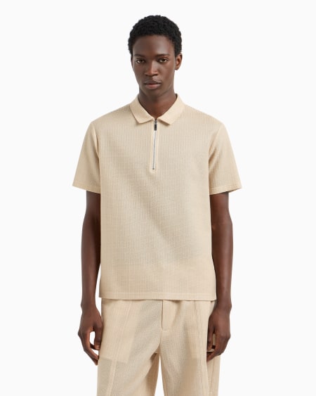 Armani Polo de punto microcalado con cremallera Libre de impuestos