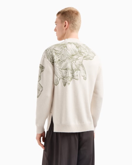 Armani Jersey de mezcla de alpaca con bordado de flor y libélula Oferta exclusiva