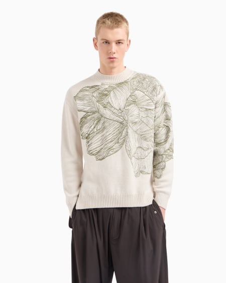 Armani Jersey de mezcla de alpaca con bordado de flor y libélula Oferta exclusiva