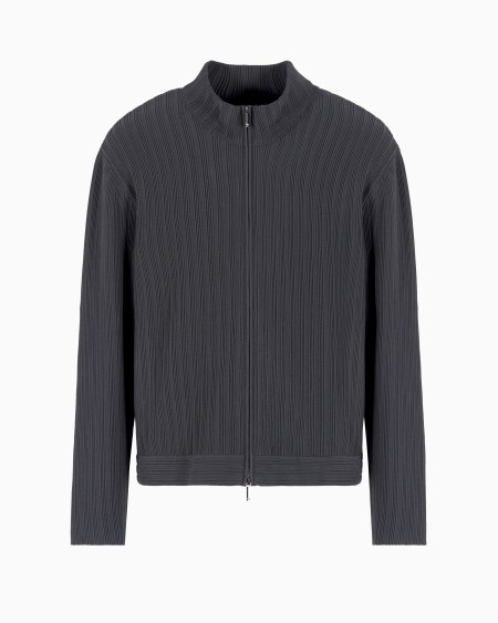 Armani Cárdigan con cremallera completa de punto ottoman vertical de viscosa Icon