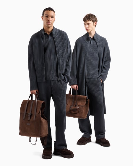Armani Cárdigan con cremallera completa de punto ottoman vertical de viscosa Icon Rebajas de fin de temporada