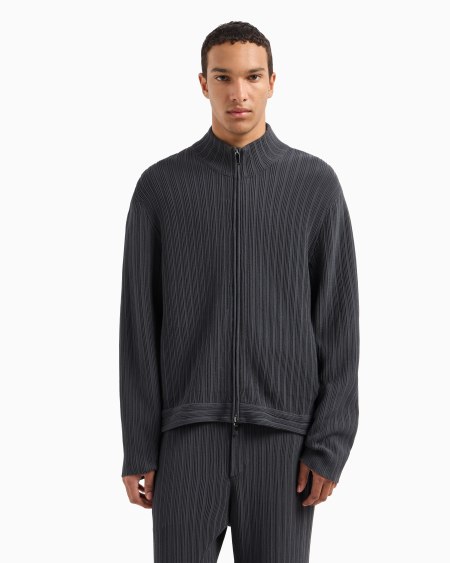 Armani Cárdigan con cremallera completa de punto ottoman vertical de viscosa Icon Rebajas de fin de temporada