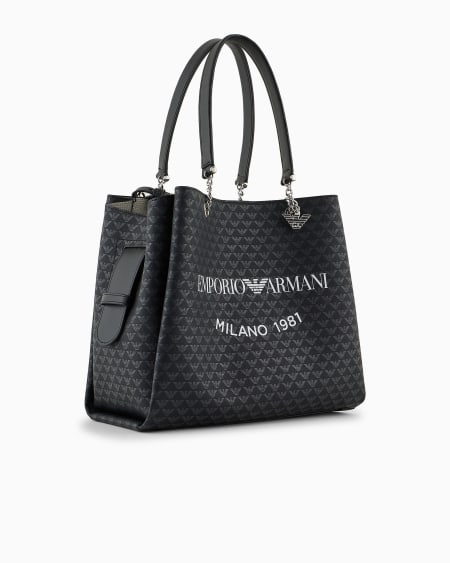 Armani Bolso shopper con motivo integral de águila y colgante de águila Ventas relámpago