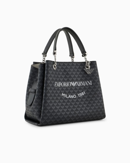 Armani Bolso de mano con águila integral y logotipo Milano 1981 estampado Descuento