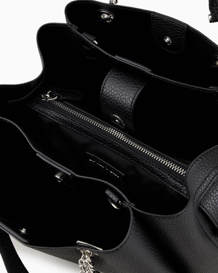 Armani Bolso de mano con efecto graneado y colgante de águila Oferta especial de fábrica