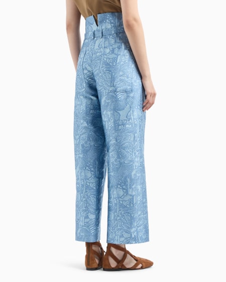 Armani Pantalones de cintura muy alta con elaboración integral en tejido jacquard Libre de impuestos