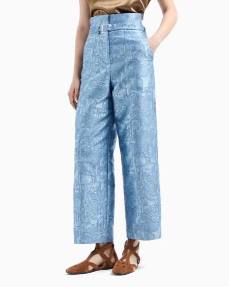 Armani Pantalones de cintura muy alta con elaboración integral en tejido jacquard Libre de impuestos