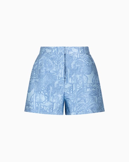 Armani Pantalones cortos de tejido jacquard con motivo exótico Descuentos del mes