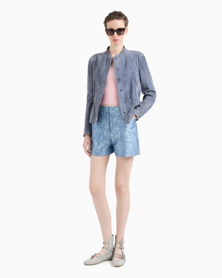 Armani Pantalones cortos de tejido jacquard con motivo exótico Descuentos del mes