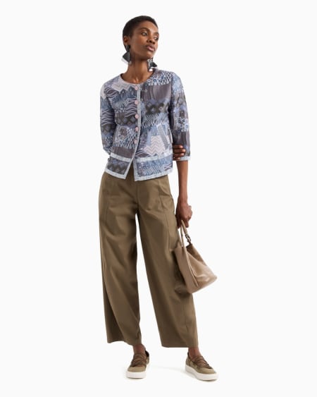 Armani Pantalones de pernera ancha de algodón esmerilado elástico Descuento por venta flash