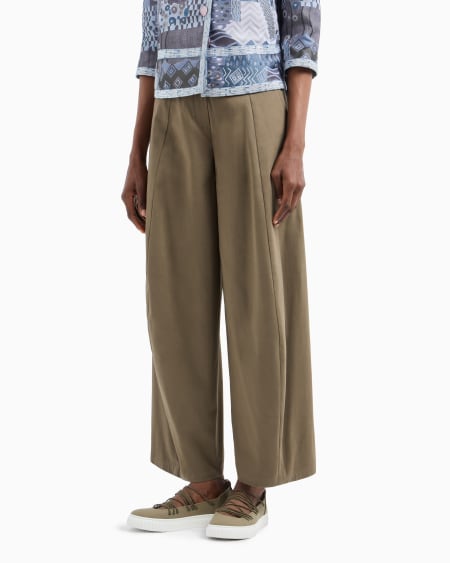 Armani Pantalones de pernera ancha de algodón esmerilado elástico Descuento por venta flash