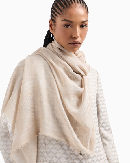 Armani Estola en mezcla de modal cepillado con logotipo integral en tejido jacquard Ofertas especiales