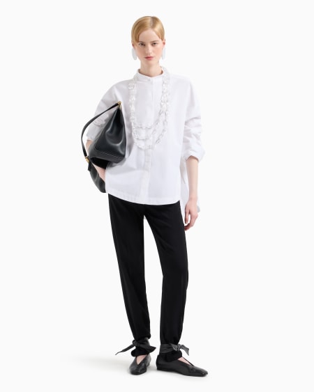Armani Maxicamisa con cuello de tira de algodón esmerilado Rebajas de fin de temporada
