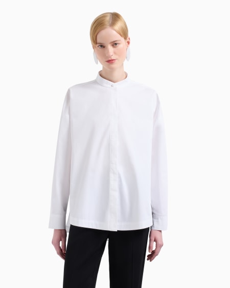 Armani Maxicamisa con cuello de tira de algodón esmerilado Rebajas de fin de temporada