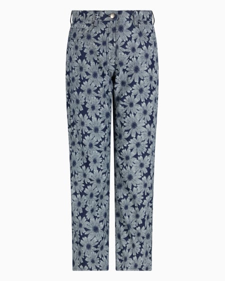 Armani Vaqueros de denim con motivo integral de margaritas en tejido jacquard cápsula Peace ASV En línea