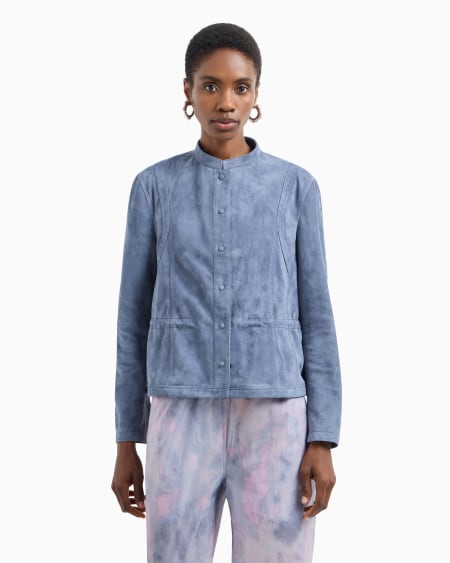 Armani Chaqueta con cuello de tira de ante de cabra Venta caliente