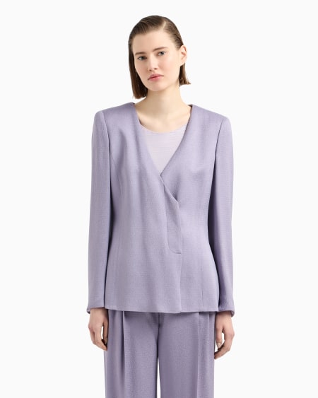 Armani Chaqueta con cuello de pico en tejido sablé Icon Rebajas online