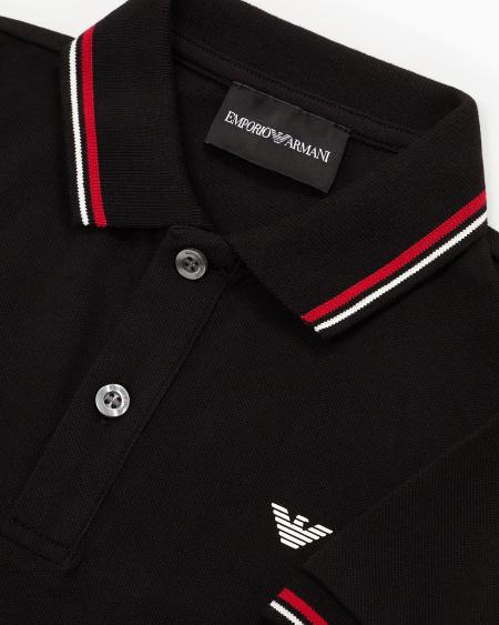 Armani Polo de piqué elástico con bordes a rayas Últimos 3 días