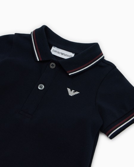 Armani Polo de piqué elástico con bordes a rayas Envío internacional gratuito