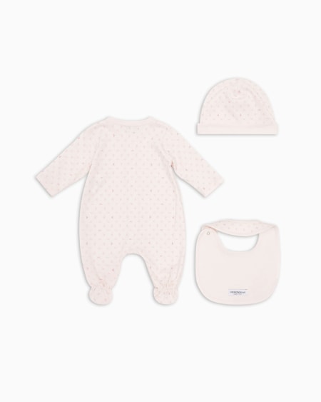 Armani Set de regalo con mono babero y gorrito con motivo integral de águila con efecto óptico Limitado a 3 días