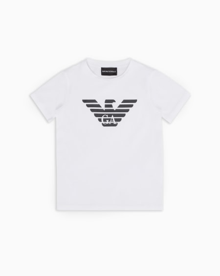 Armani Camiseta de punto de algodón pima con logotipo Última moda