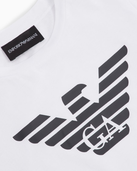 Armani Camiseta de punto de algodón pima con logotipo Última moda